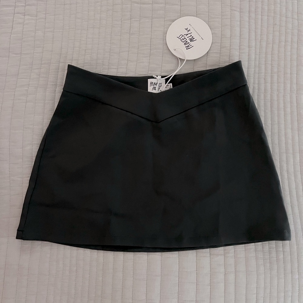 Princess Polly Easton V Front Mini Skirt Slate